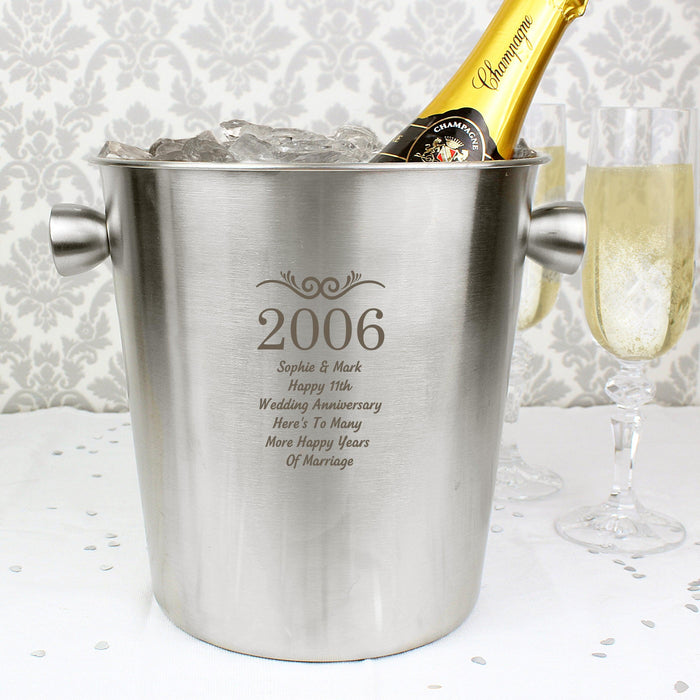 Personalised Birthday Anniversary Stainless Steel Ice Bucket