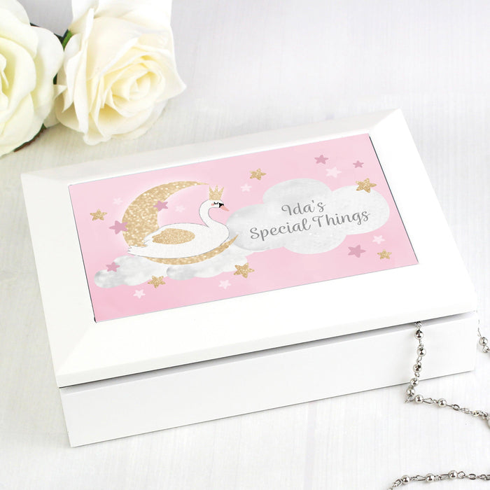 Personalised Swan Lake White Jewellery Box