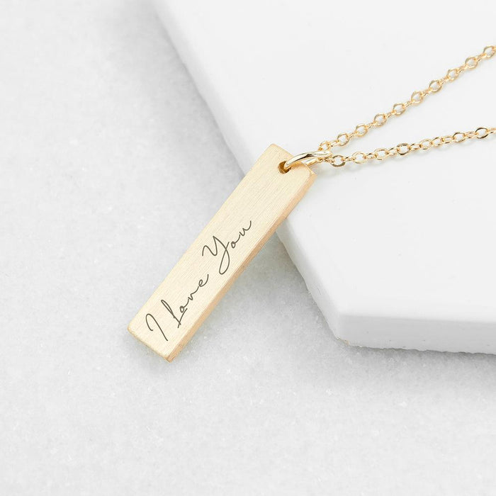 Personalised Real Handwriting Bar Necklace