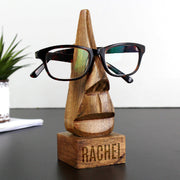 Engraved Wooden Nose-Shaped Glasses Holder