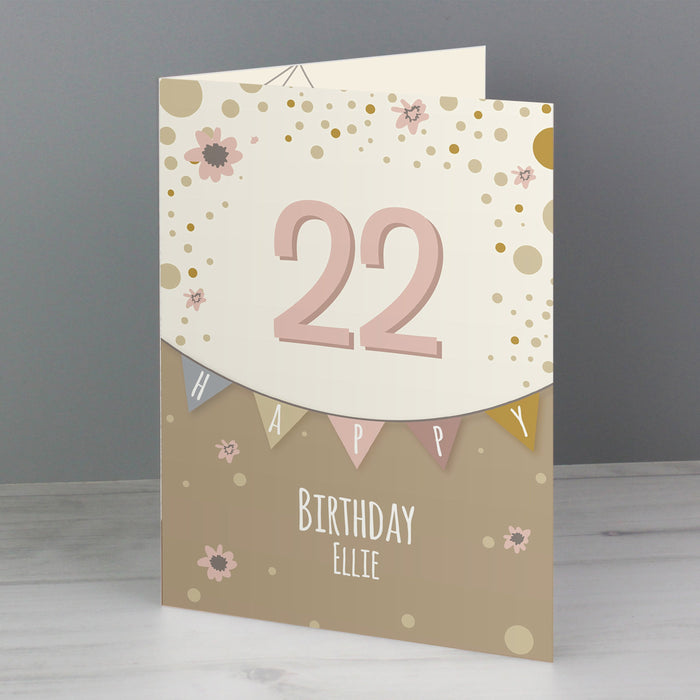 Personalised Rose Gold Bunting Card