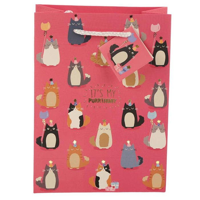 Happy Purrthday Feline Fine Cat Gift Bag - Medium