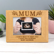Personalised Floral Mum Oak Finish Photo Frame - 6x4
