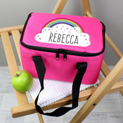 Personalised Rainbow Cloud Pink Lunch Bag