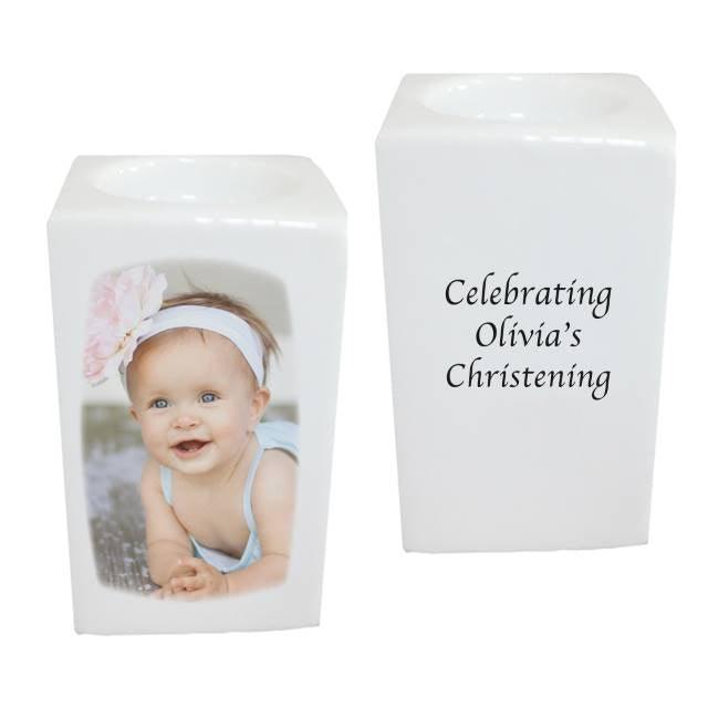 Personalised Bone China Photo Tea Light Holder