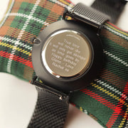 Personalised Men's Architect Minimalist Watch With Pitch Black Mesh Strap