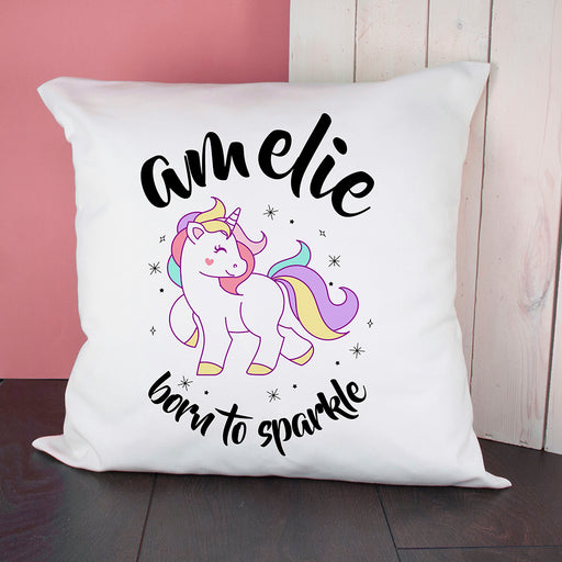 Personalised Unicorn Born To Sparkle Cushion Cover - Myhappymoments.co.uk