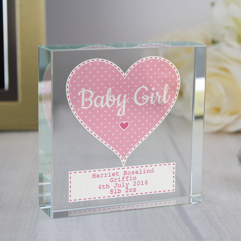 Personalised Stitch & Dot Baby Girl Large Crystal Token