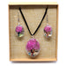 Pressed Flowers Jewellery Set - Tree of Life - Bright Pink