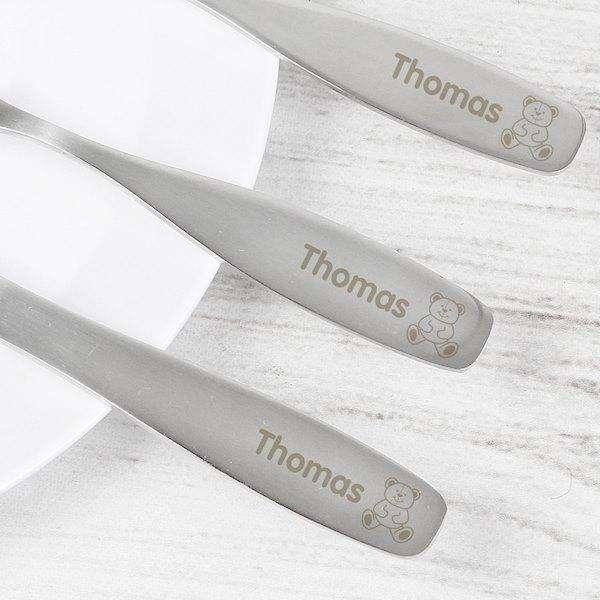 Engraved 3 Piece Teddy Bear Cutlery Set