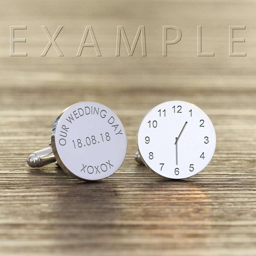 Personalised Special Time Clock Message Cufflinks - Myhappymoments.co.uk