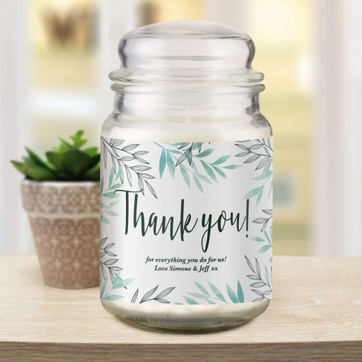 Personalised Floral Thank You Candle Jar