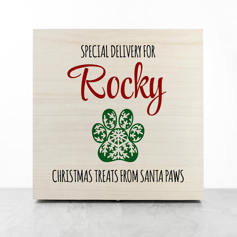 Personalised Pet Paw Christmas Eve Treats Box