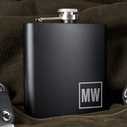 Personalised Initials Monogrammed Black Hip Flask - Myhappymoments.co.uk