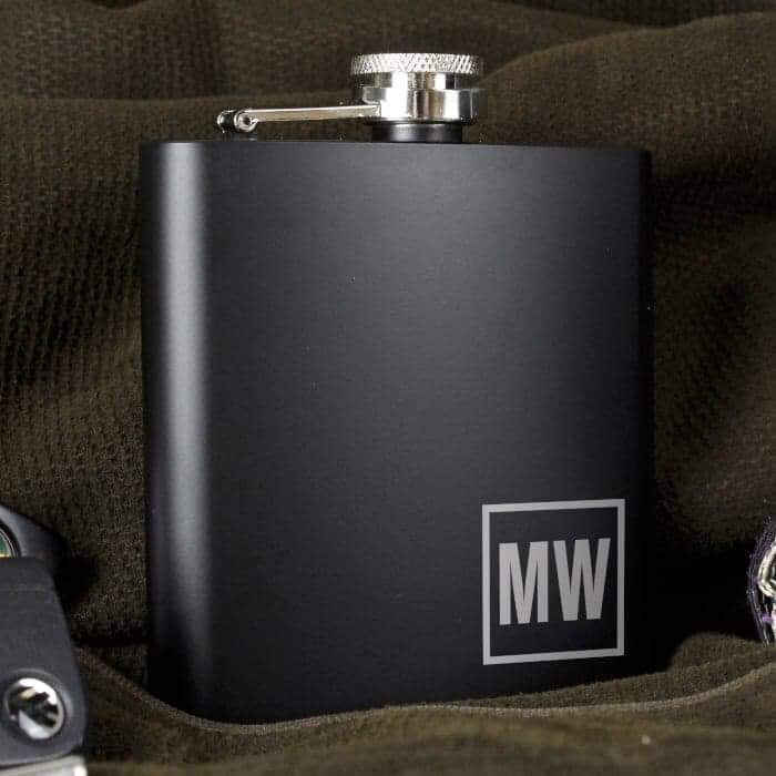 Personalised Initials Monogrammed Black Hip Flask - Myhappymoments.co.uk