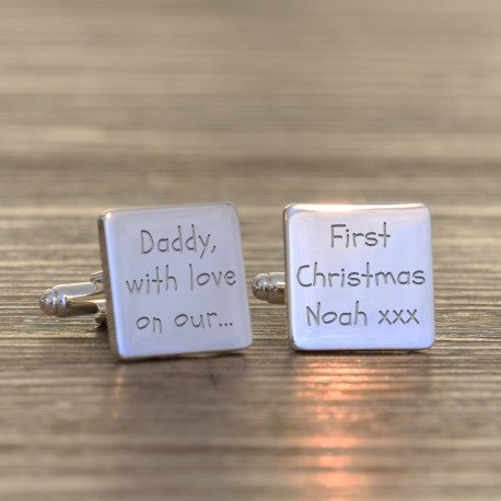 Personalised Daddy With Love On Our First Christmas Cufflinks - Myhappymoments.co.uk