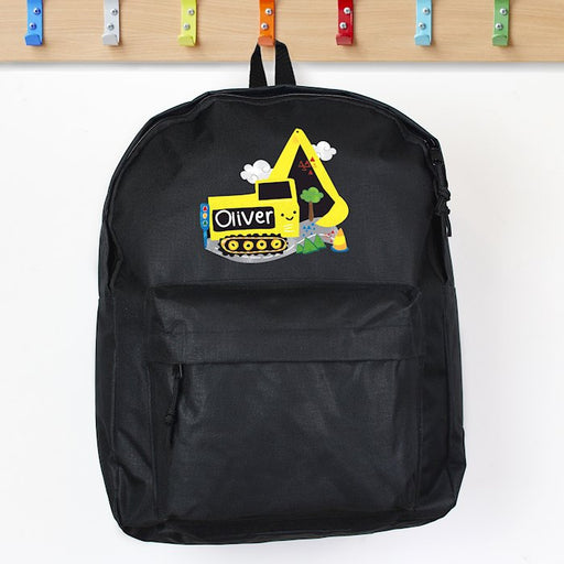 Personalised Digger Black Backpack