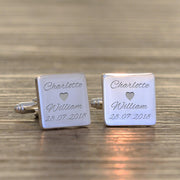 Personalised Groom Cufflinks - Names & Date