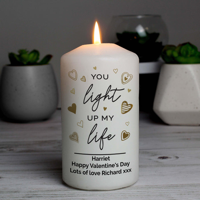 Personalised You Light Up My Life Pillar Candle