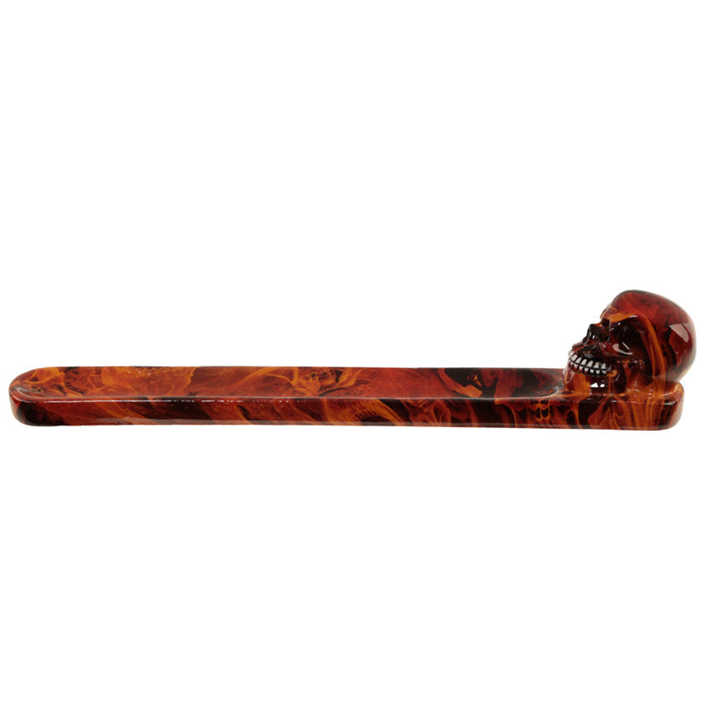 Dark Skull Flames Marble Effect Skull Ashcatcher Incense Stick Burner