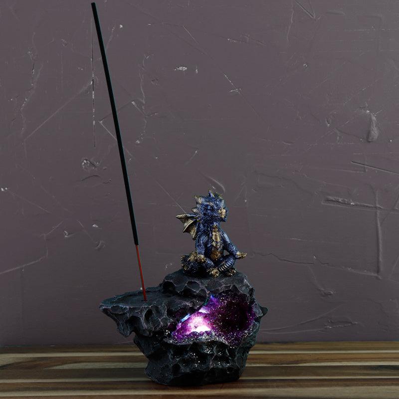 Elements Yoga Dragon LED Crystal Cave Ashcatcher Incense Stick Burner