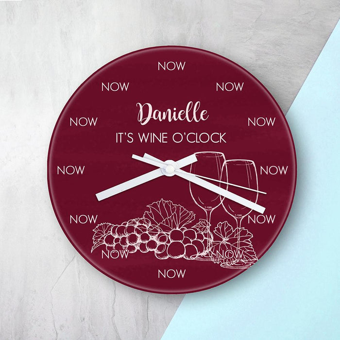 Personalised Wine O’Clock Glass Clock