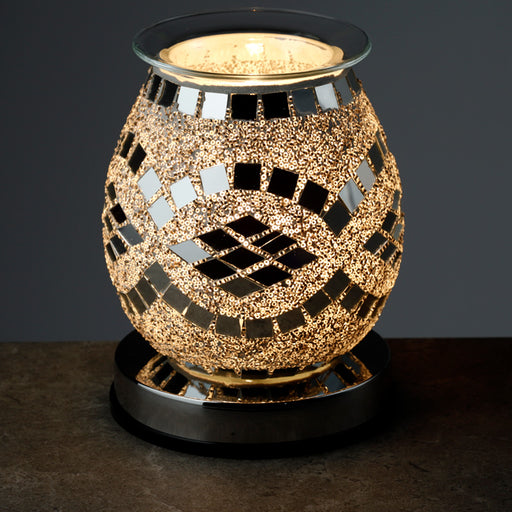 Diamond Mirror Mosaic Touch Operated Electric Wax Melt Burner Aroma Warmer Lamp