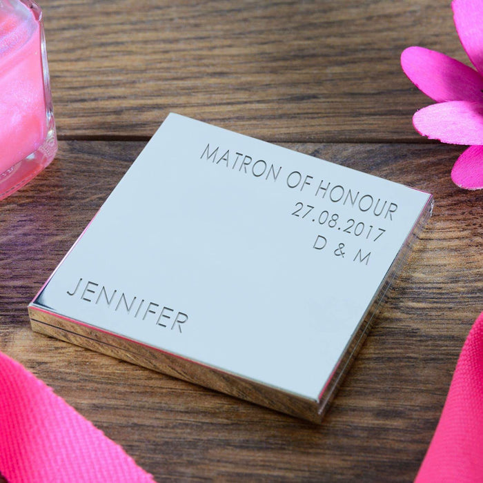 Personalised Matron Of Honour Square Compact Mirror - Myhappymoments.co.uk