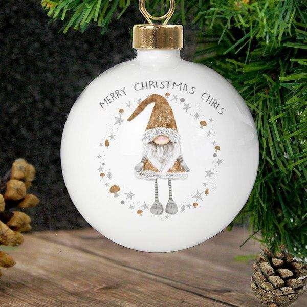 Personalised Scandinavian Christmas Gnome Bauble - Myhappymoments.co.uk