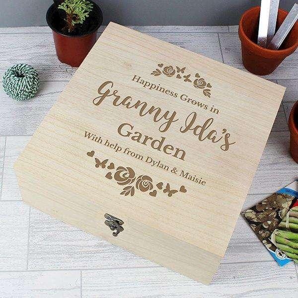 Personalised Floral Any Role Large Wooden Keepsake Box - Myhappymoments.co.uk