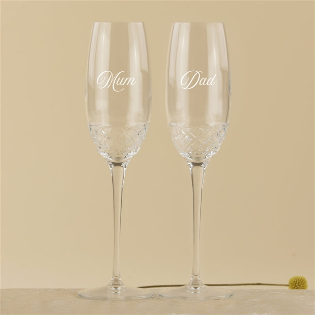 Personalised Roma Champagne Flute Glasses Set