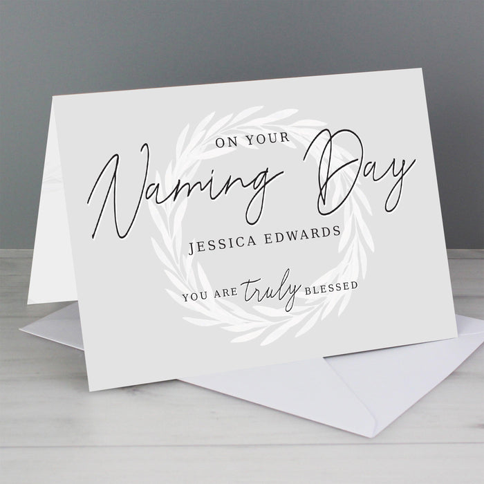 Personalised 'Truly Blessed' Naming Day Card
