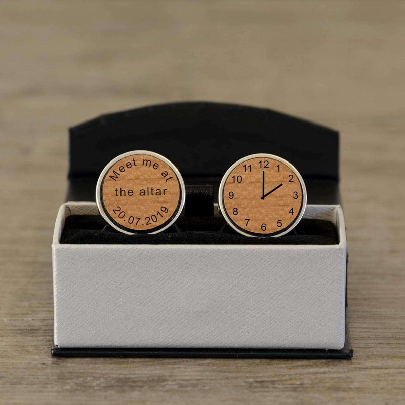 Personalised Meet Me At The Altar Wooden Cufflinks - Myhappymoments.co.uk