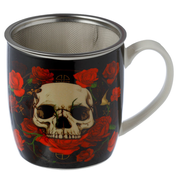 Skulls and Roses Infuser Mug Set with Lid