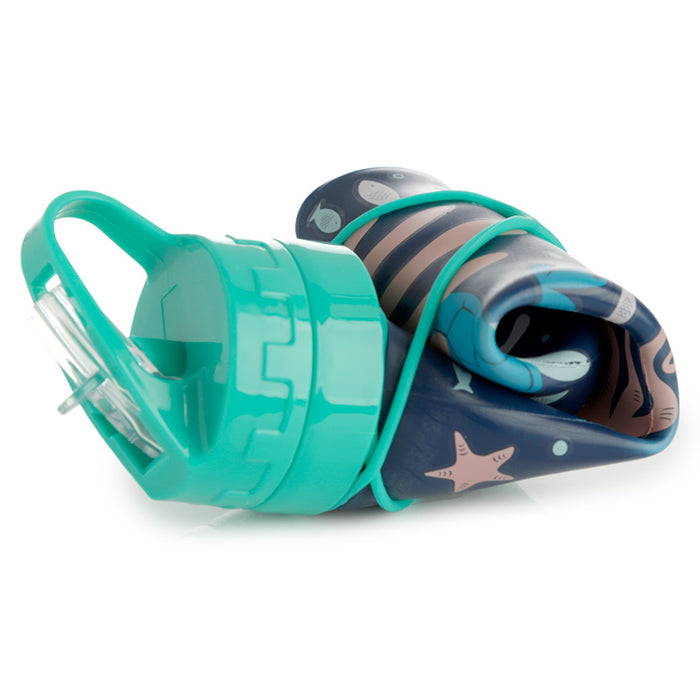 Eco Fish Reusable Foldable Silicone Flip Straw Water Bottle 600ml