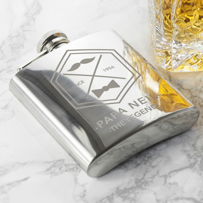 Personalised Legend Dad's Silver Hip Flask - Myhappymoments.co.uk