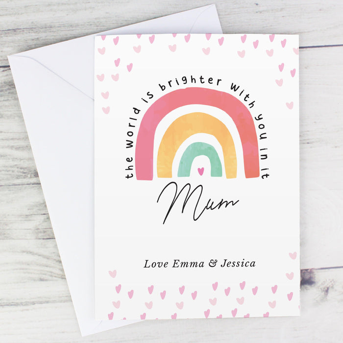 Personalised You Make The World Brighter Rainbow Card