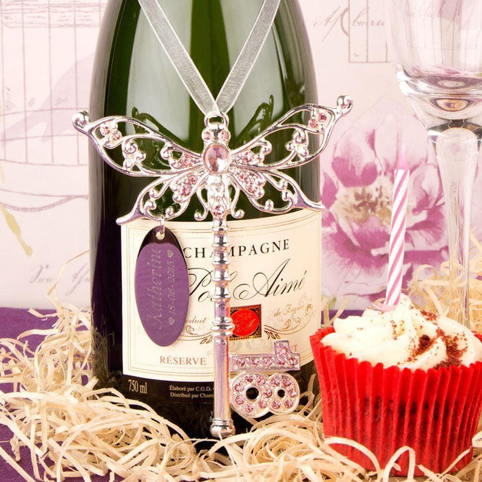 Personalised 18th Birthday Butterfly Key - Pink