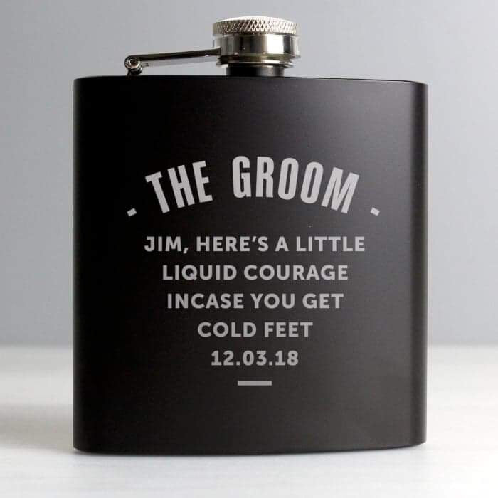 Personalised Any Message Black Hip Flask - Myhappymoments.co.uk