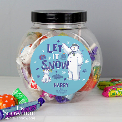 Personalised The Snowman and the Snowdog Christmas Sweet Jar 