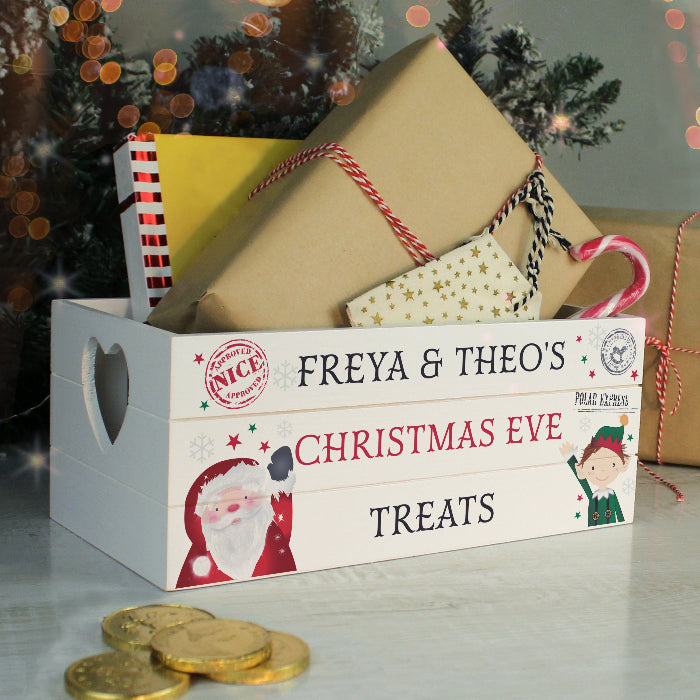 Personalised Christmas Eve White Wooden Crate