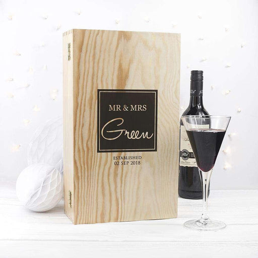 Personalised Mr And Mrs Two Bottle Wine Box - Myhappymoments.co.uk