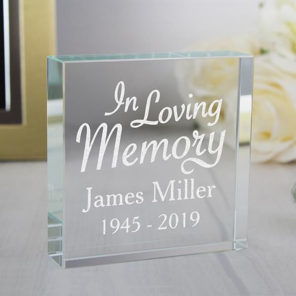 Personalised In Loving Memory Large Crystal Token - Myhappymoments.co.uk