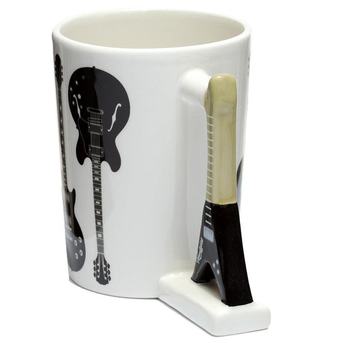 Novelty Shaped Handle Ceramic Rock Guitar Mug