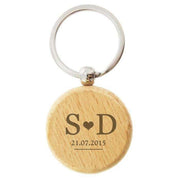 Personalised Monogram Love Wooden Keyring - Myhappymoments.co.uk
