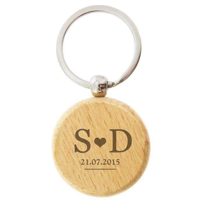 Personalised Monogram Love Wooden Keyring - Myhappymoments.co.uk