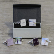 Personalised Groom Cufflinks - Initials & Photo