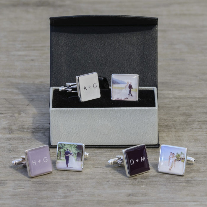 Personalised Groom Cufflinks - Initials & Photo