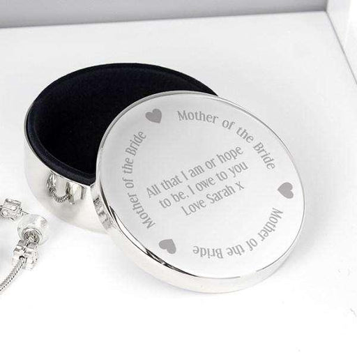 Personalised Mother of the Bride Round Trinket Box - Myhappymoments.co.uk