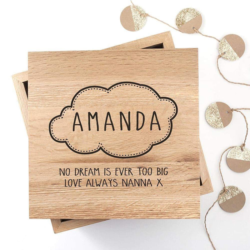 Personalised Baby Name In Cloud Oak Photo Keepsake Box - Myhappymoments.co.uk